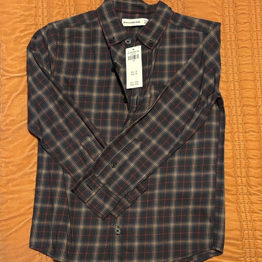 Abercrombie Kids Navy and Red Plaid Shirt